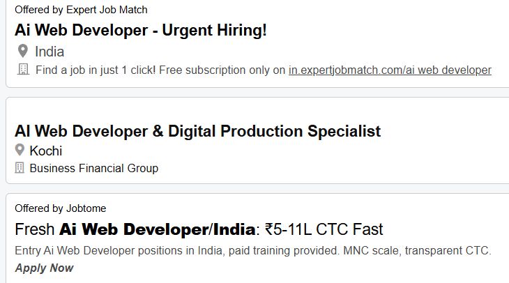 AI-Powered Web Development internship jobs in Cochin
