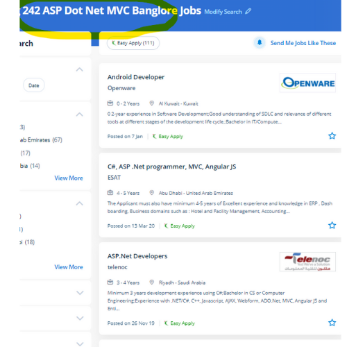 ASP.NET MVC internship jobs in Trivandrum