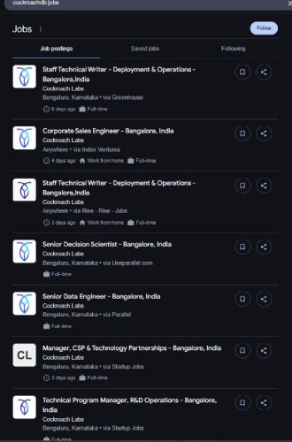 CockroachDB internship jobs in Trivandrum
