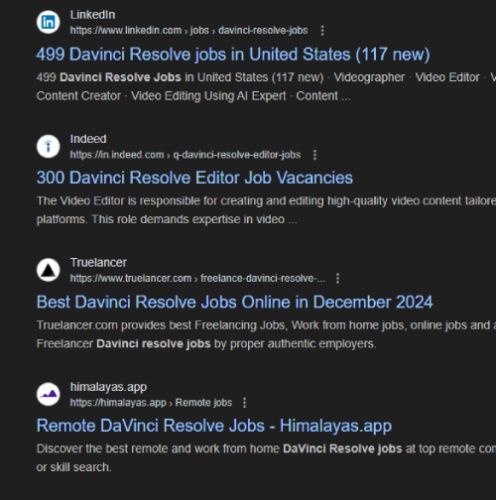 Davinci Resolve internship jobs in Trivandrum