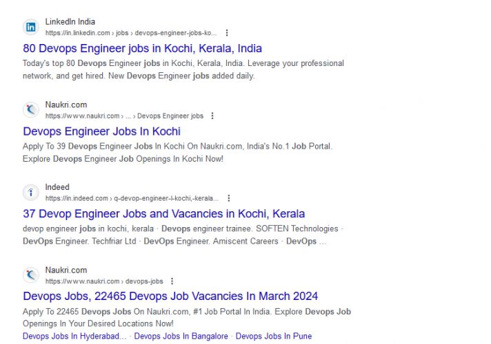 DevOps internship jobs in Cochin