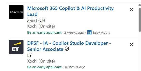 Microsoft Copilot & AI Productivity internship jobs in Cochin