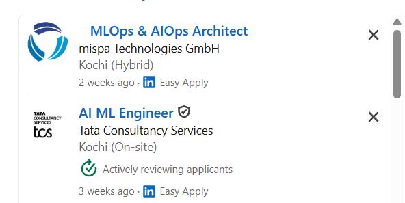 MLOps Engineering internship jobs in Thrissur