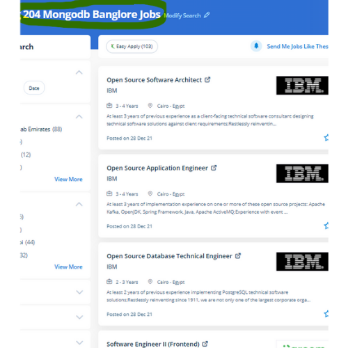 MongoDB internship jobs in Cochin