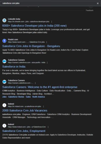 SalesForce internship jobs in Cochin