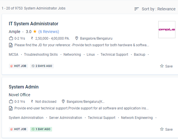 System Administration internship jobs in Cochin